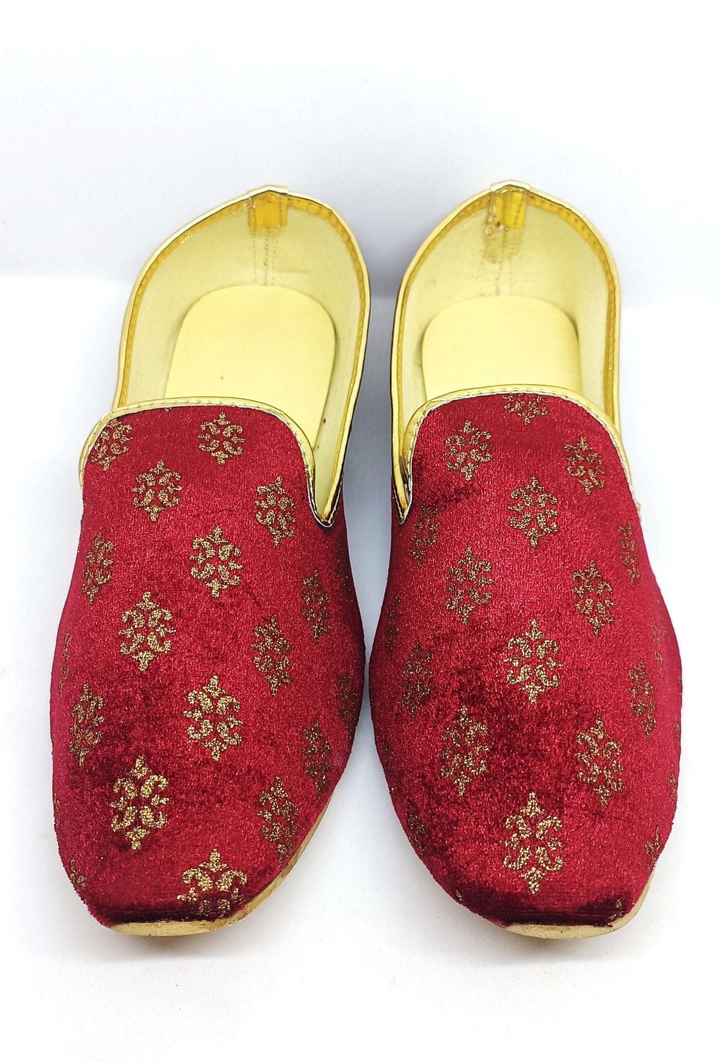 Beautiful Maroon Color Gold Thread Embroidery Work Mojaris For Men