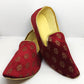 Beautiful Maroon Color Gold Thread Embroidery Work Mojaris For Men