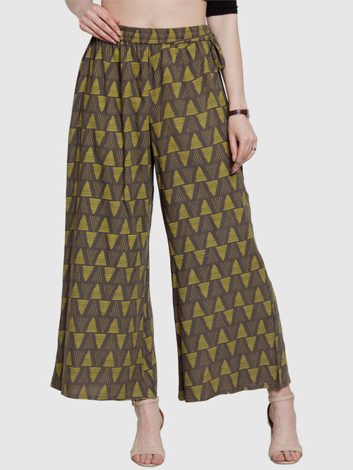 Black Palazzo Pants With Yellow Print In USA