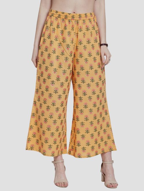 Yellow Palazzo Pants With Design Near Me