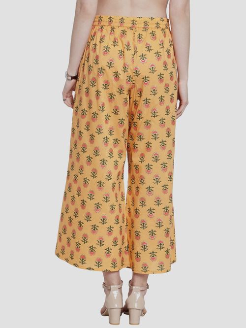 Yellow Palazzo Pants With Design In Chandler