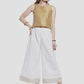 Gorgeous White Palazzo Pants With Self Design And Stipes Border