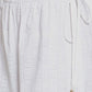 White Palazzo Pants With Self Design And Stipes Border In Mesa