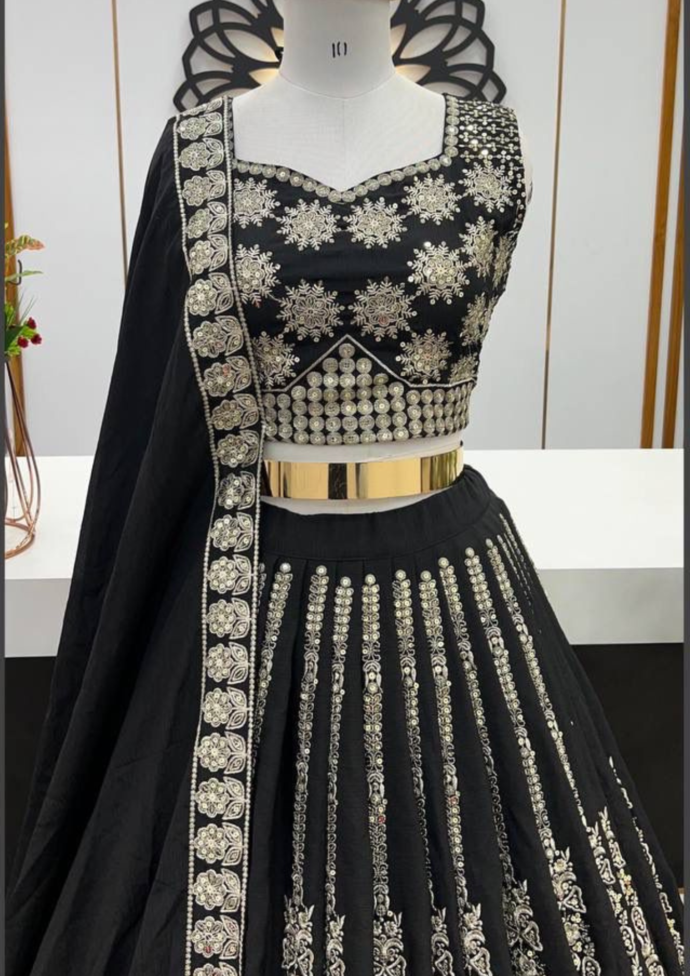 Black Color Heavy Embroidery Sequins Work Lehenga Choli Near Me