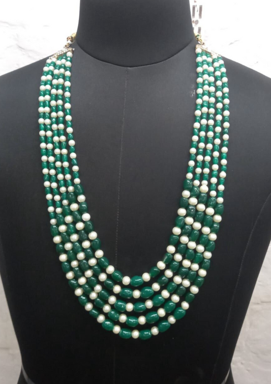 Alluring Green And White Color Designer Beads Mala For Men