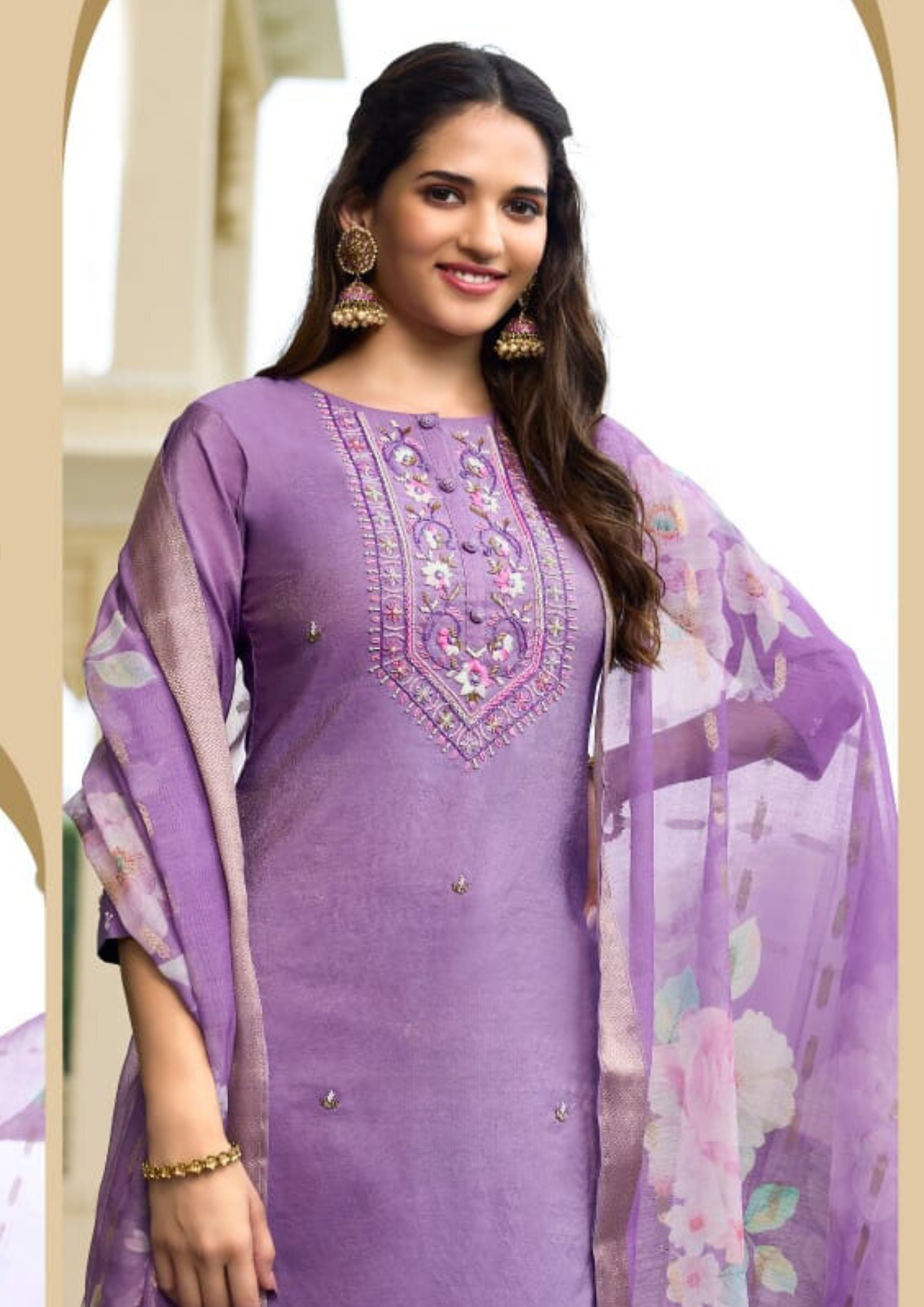 Lavender Color Hand Work Salwar Suits With Dupatta Set Near Me