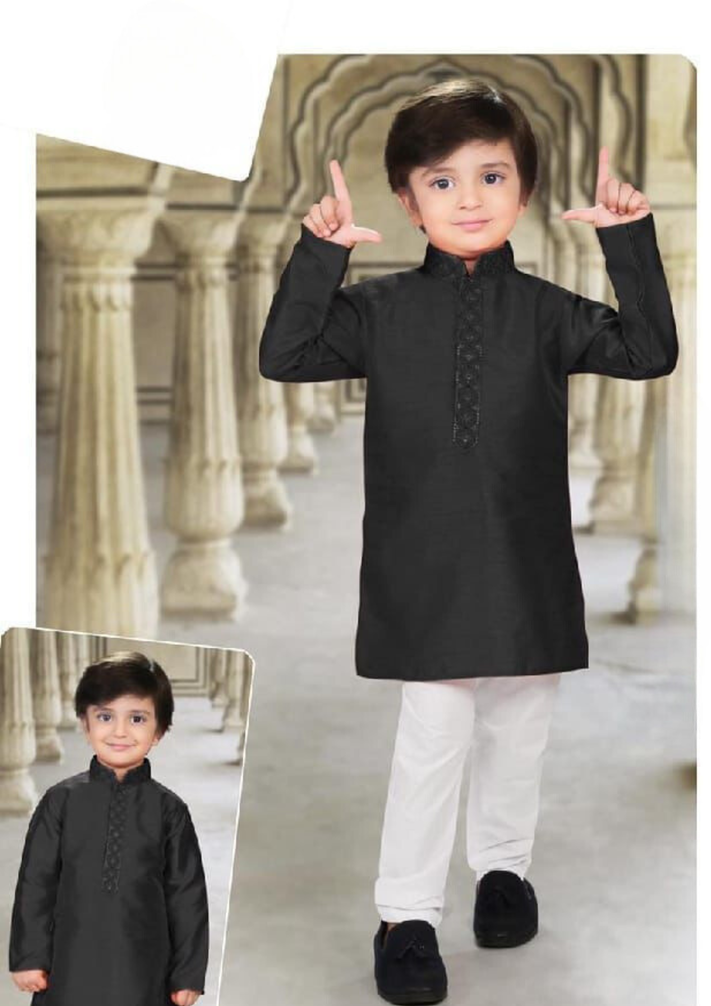 Alluring Black Color Festival Special Kids Kurta Pajama Set For Kids