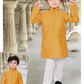 Elegant Mustard Yellow Color Heavy Banarasi Embroidery Kurta Pajama Set For Boys