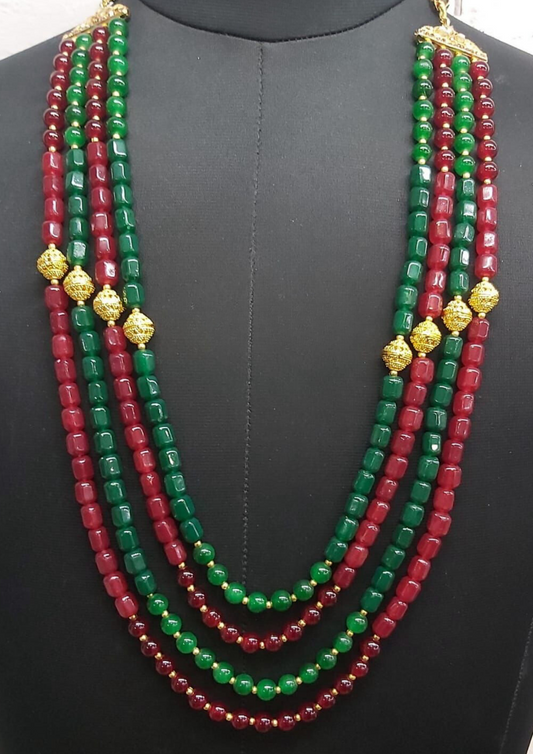 Mind Blowing Red & Green Color Designer Pearl Mala For Men