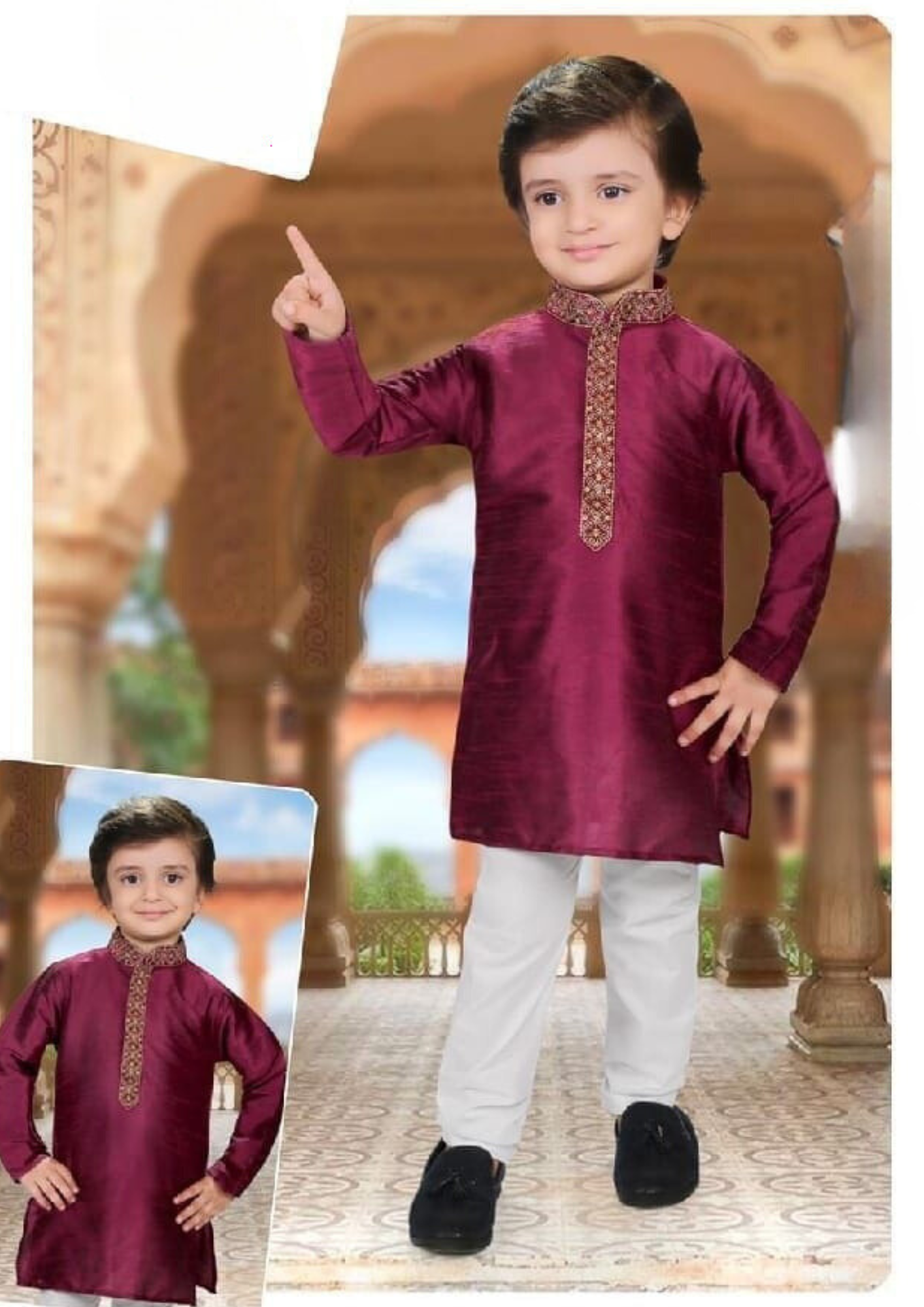 Maroon Color Festival Special Kids Kurta Pajama Set Near Me