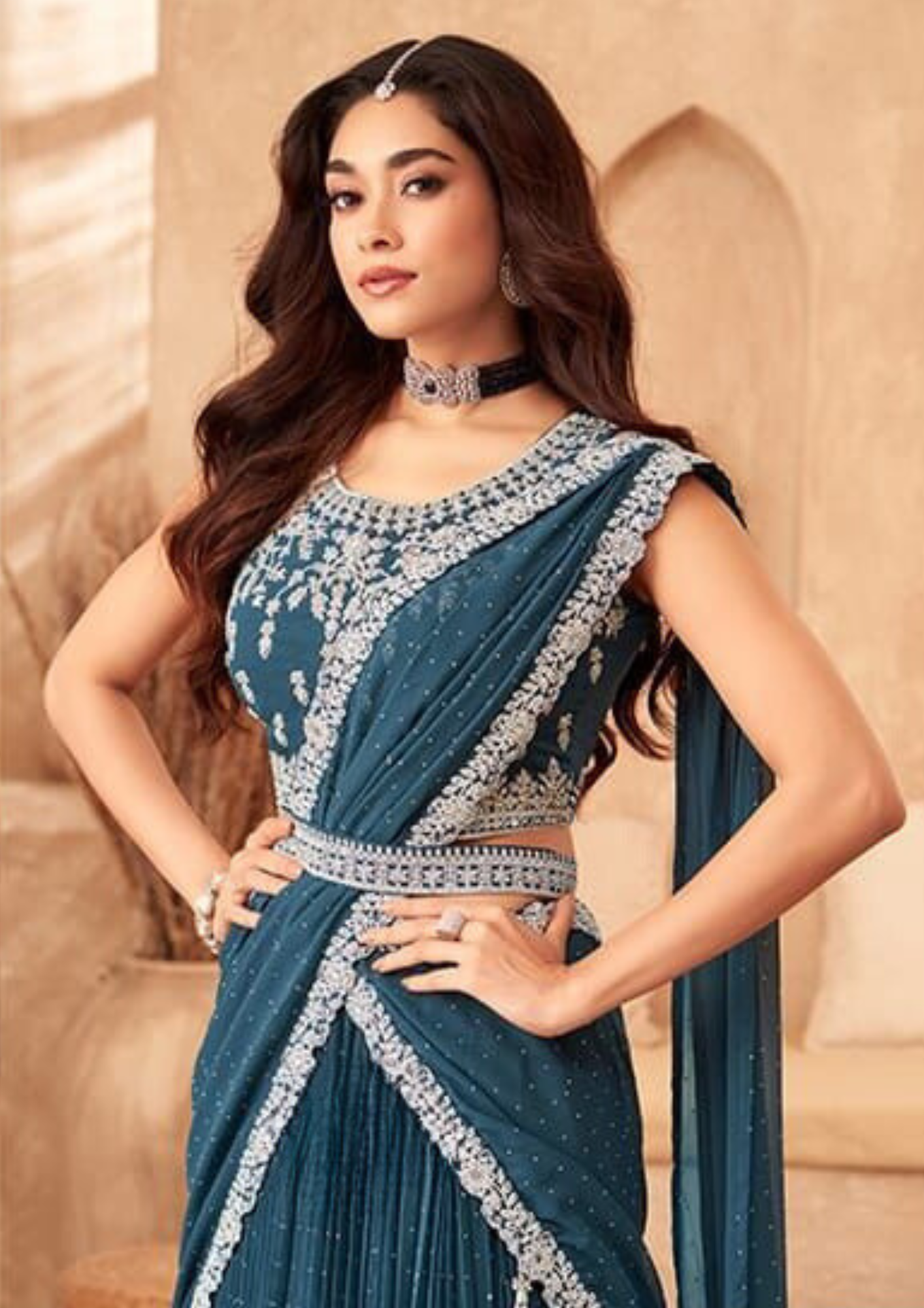 Stunning Teal Blue Color Heavy Embroidered Lehenga Choli With Dupatta Set For Women Near Me