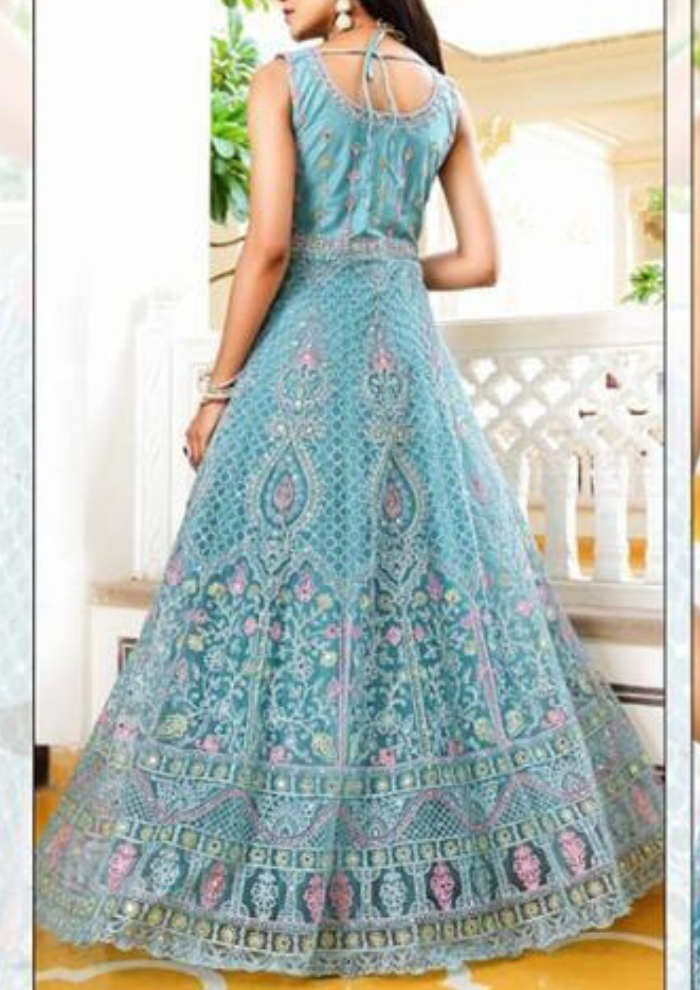 Beautiful Blue Color Heavy Embroidered Dress with Dupatta  For Women