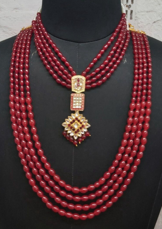 Elegant Maroon Color Unique Designer Beaded Mala For Men