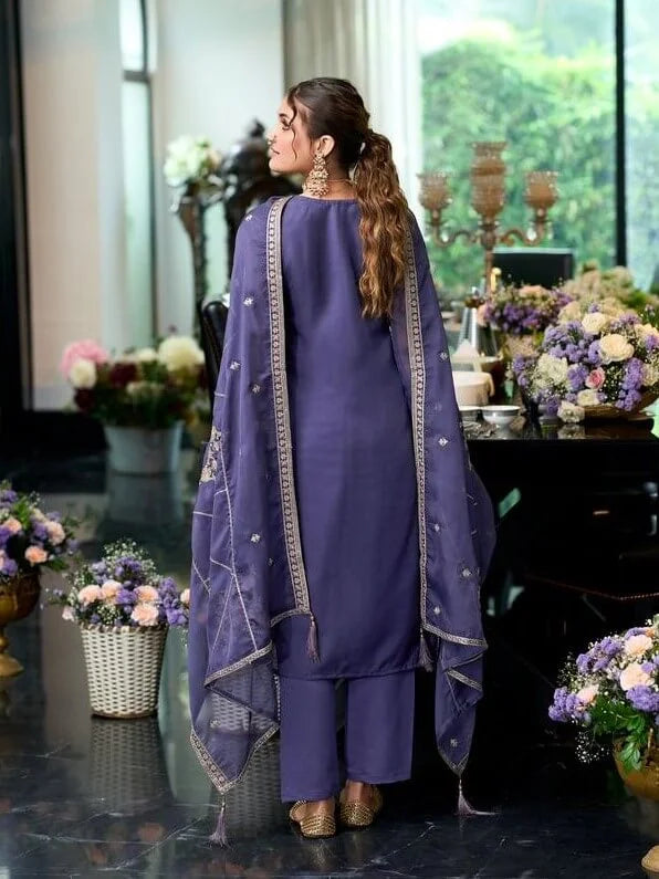 Alluring Lavender Color Organza Salwar Suits In Phoenix