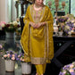 Beautiful Yellow Color Organza With Zari and Thread Work Salwar Suits With Dupatta