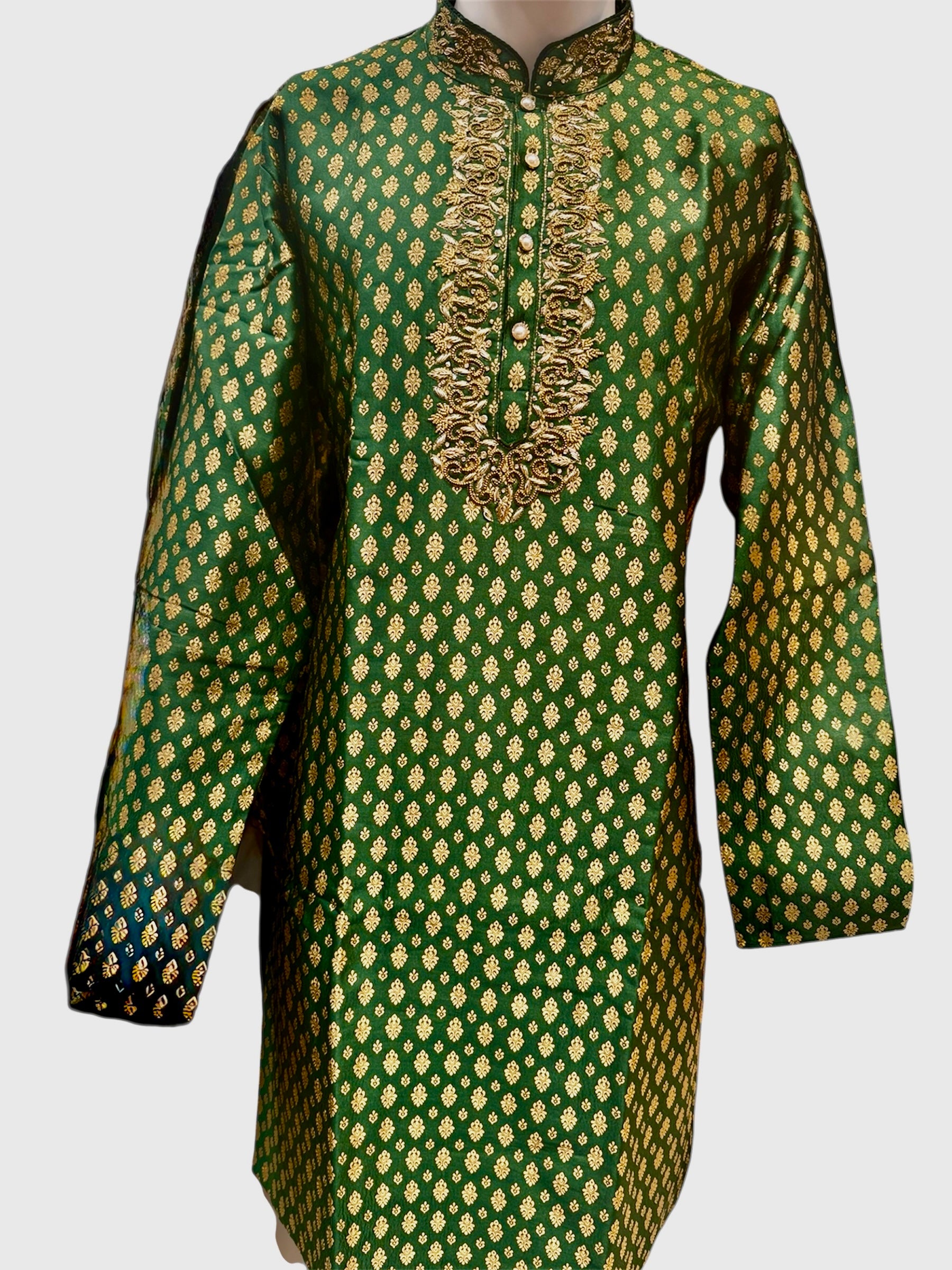 Dark Green Color Jacquard With Zardozi Work Kurta Suits In USA