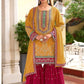 Attractive Musted Yellow Color Chinon Viscous Sharara With Embroidered Work For Women