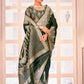 Appealing Green Colored Banarasi Soft Silk Designer Printed Work Sarees