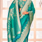 Gorgeous Banarasi Soft Silk Designer Sarees Teal Green Colored For Women