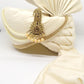 Attractive Off White Colored Dupion Silk Turban With Pearl Beads
