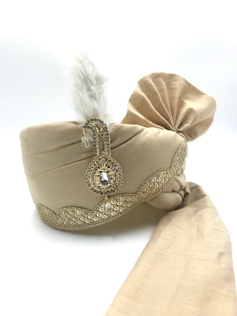 Pleasing Cream Color Poly Silk Turban In Gilbert