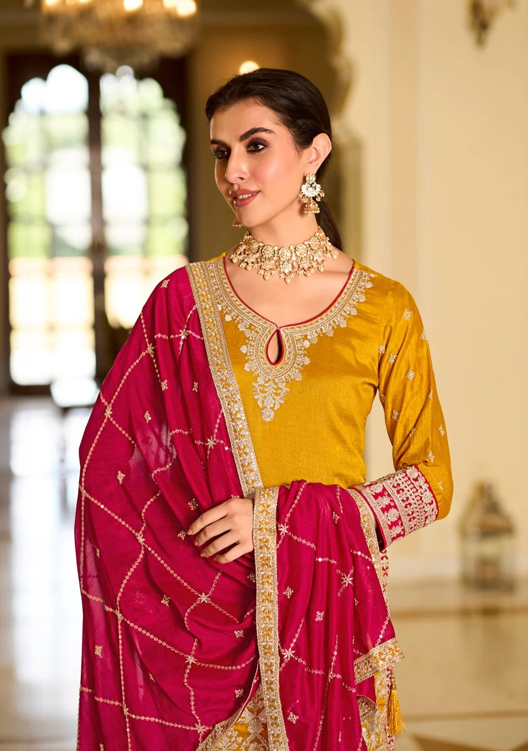 Ravishing Yellow Color Premium Silk With Embroidery Work Salwar Suits Near Me