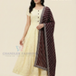 Awesome Ivory And Maroon Colored Silk Cotton Kurti With Bottom And Dupatta