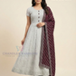 Beautiful Gray And Dark Brown Colored Combo long Dress With Dupatta For Women