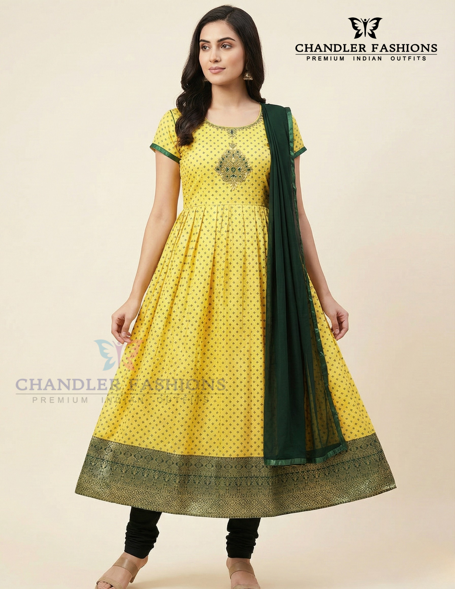 Pleasing Yellow Color Silk Cotton With Stone Work Kurti Suits