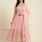 Gorgeous Pink Color Georgette Party Wear With Bottom And Dupatta