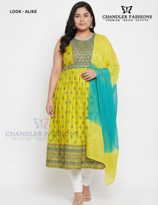 Charming Yellow Colored Embroidery Work With Cotton Kurti 