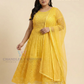 Beautiful Golden Yellow Color Embroidered Work Anarkali Gown With Dupatta