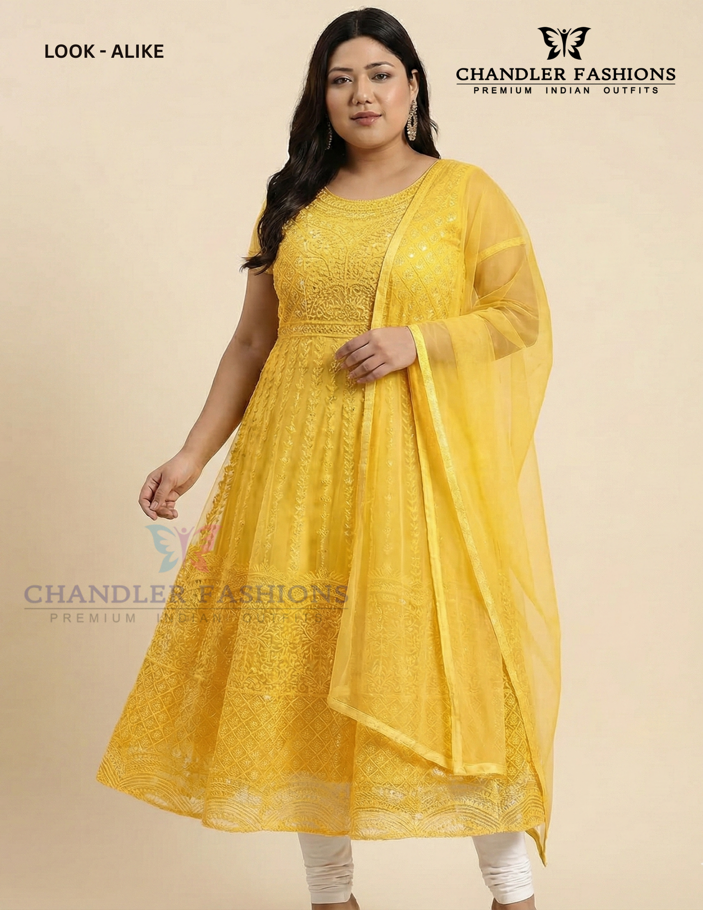 Beautiful Golden Yellow Color Embroidered Work Anarkali Gown With Dupatta