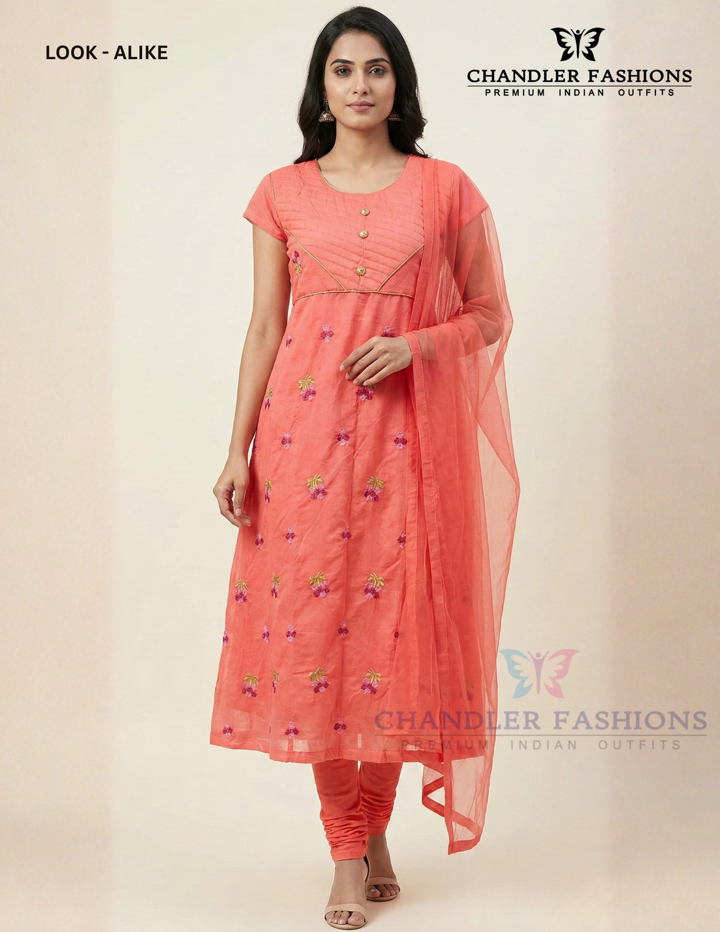 Georgeous Bright Pink Colored Salwar Suit With Bottom And Net Dupatta