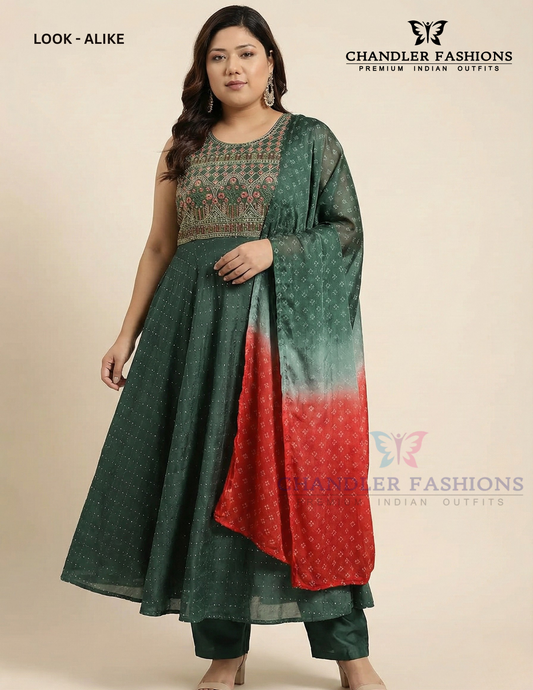 Attractive Gray Color Fancy Embroidery Work Kurti & Pant With Dupatta