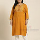 Alluring Yellow Color Rayon Kurti With Printed Work