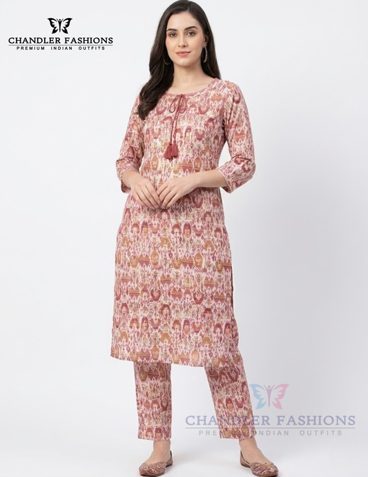 Alluring Light Maroon Color With Printed Work Cotton Kurti Suits For Women