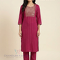 Beautiful Maroon Color Cotton With Embroidery And Sequins Work Kurti Suits