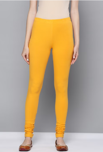Attractive Premium Quality Yellow Color Cotton Leggings For Women