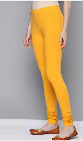 Premium Quality Yellow Color Cotton Leggings For Women In Happy Jack
