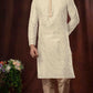 Pleasing White Color Poly Jacquard Kurta With Pajama Pant For Men