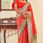 Elegant Red Banarasi Designer Work Silk Saree For Women