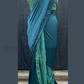 Elegant Teal Blue Color Lycra Ready To Wear Saree For Women