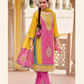 Aesthetic Pink And Yellow Color Heavy Chinon Embroidered Work Salwar Suits With Embroidery Dupatta
