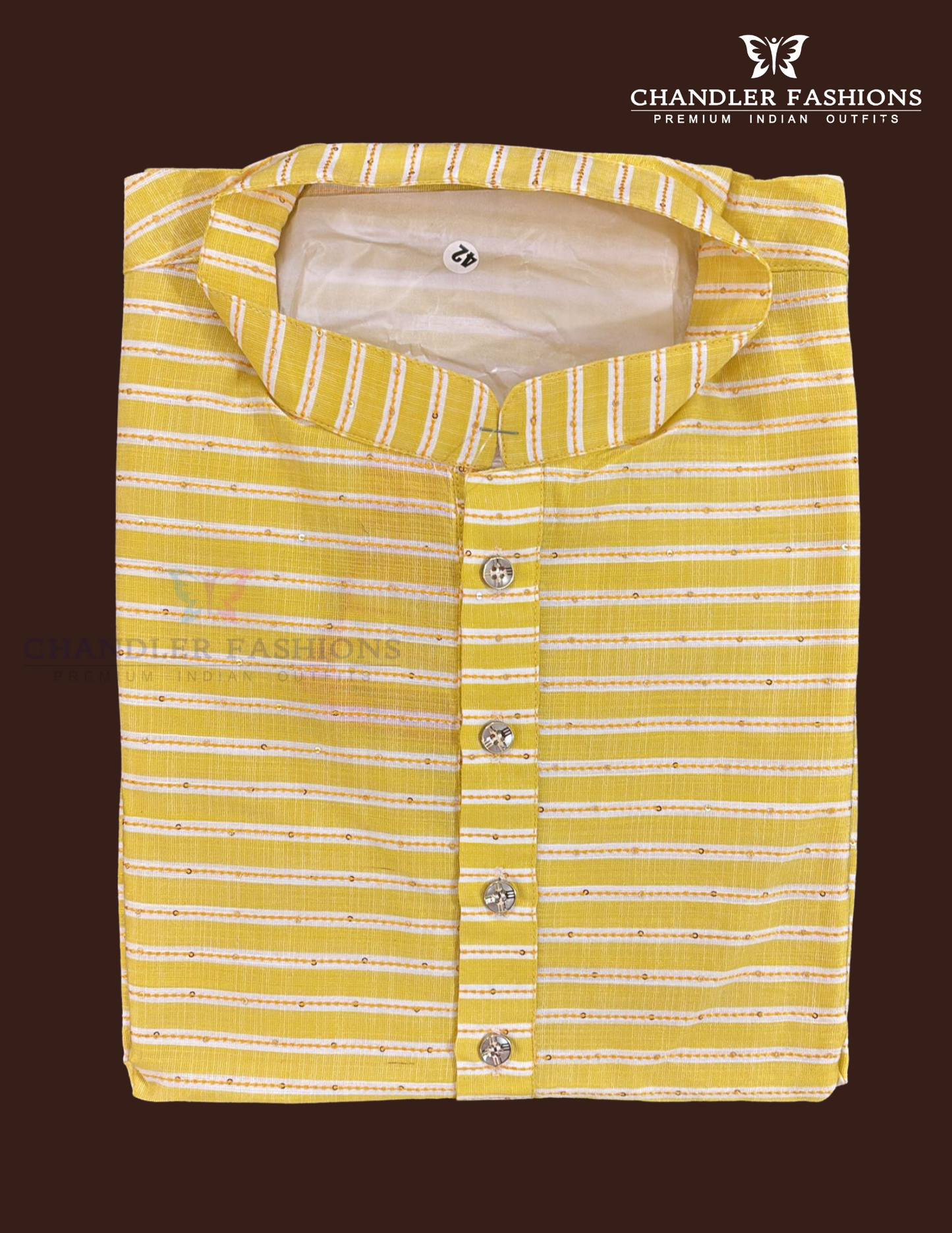Alluring Yellow Color Cotton Kurta With Pajama For Men