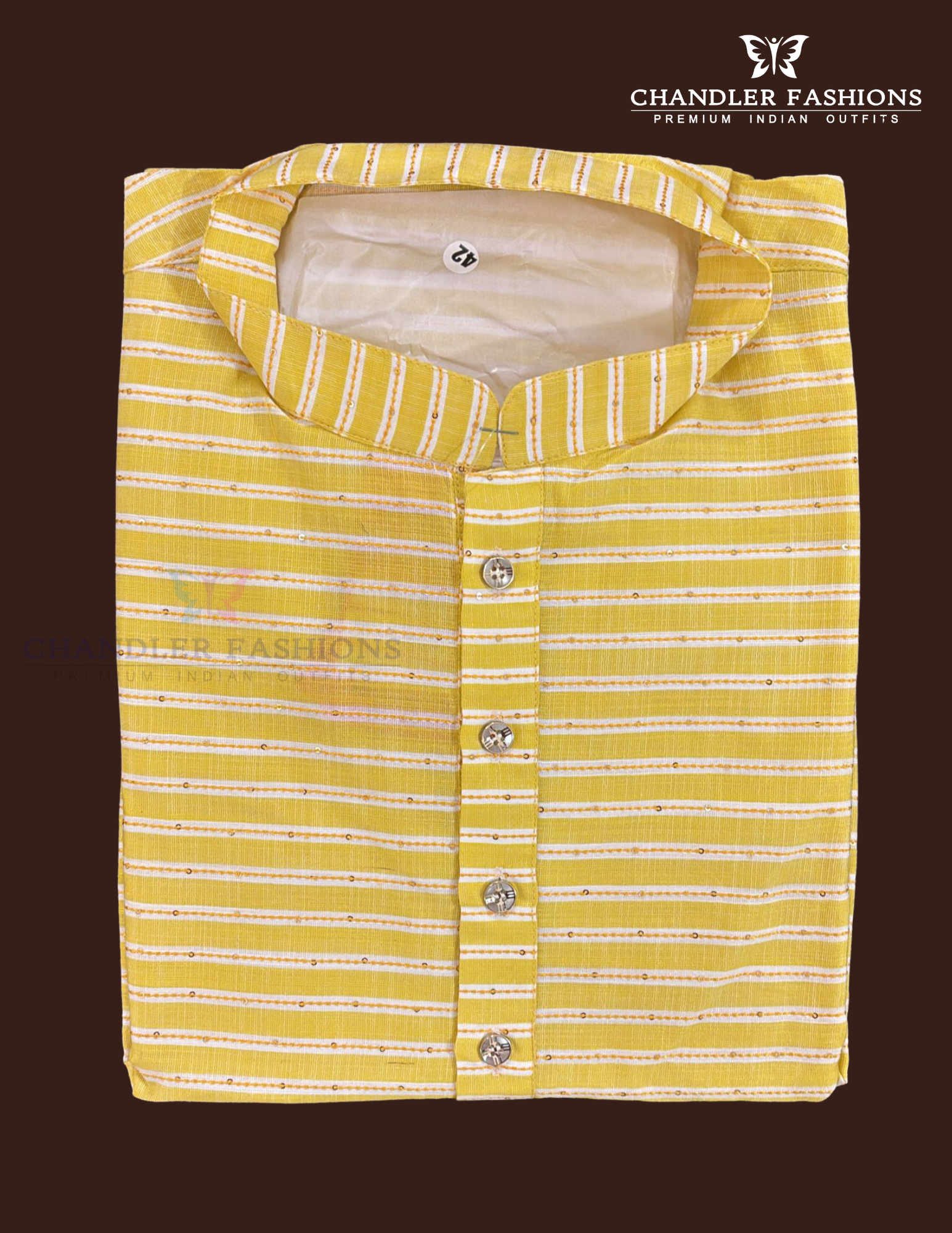 Alluring Yellow Color Cotton Kurta With Pajama For Men