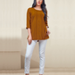 Fashionable Mustard Yellow Color Rayon Pintuck Western Top