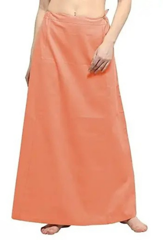 Charming Peach Colored Petticoat With Thread Work For Women