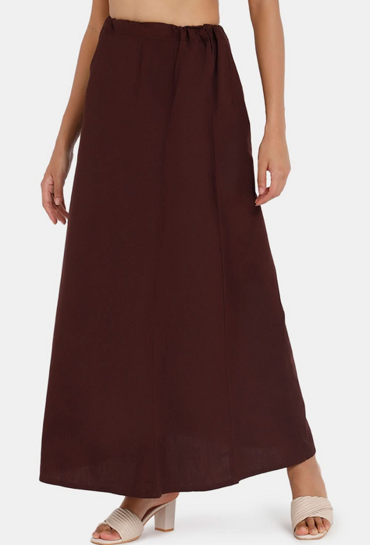 Alluring Dark Brown Color Women's Pure Cotton Embroidery Petticoat