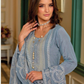 Pleasing Blue Colored Embroidery Salwar Suits In Tempe
